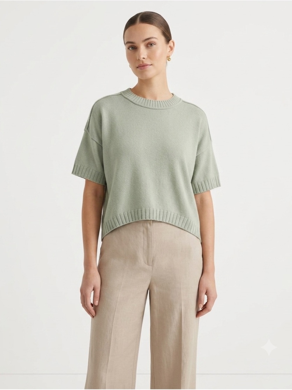 Sincerely Jules Women's Sage Green Knit Short Sleeve Sweater Top Size XL New NWT